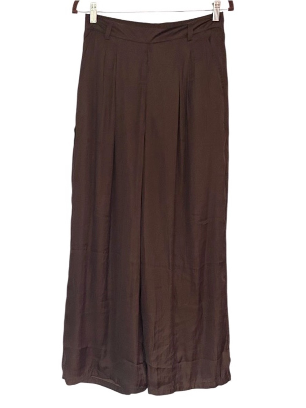 American Eagle Pants Size Small Brown Wide Leg Satin Style Pull On New With Tags